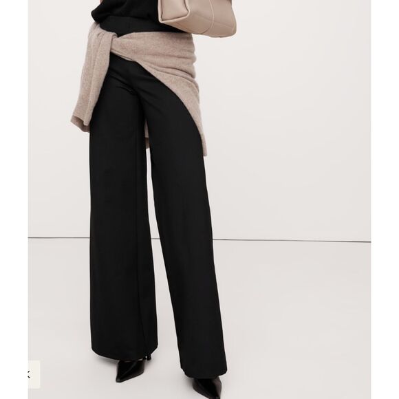 ~ Banana Republic XS Pants Wide Leg, High Rise* Flowy Black Stretchy Lightweight - Picture 2 of 13